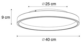 Plafon de design preto com dourado 40cm incl. LED com interruptor de 3 níveis - Ingo Design