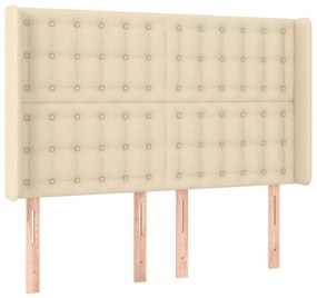 Cama box spring c/ colchão e LED 140x200 cm tecido cor creme