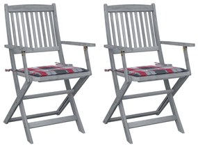 vidaXL Cadeiras exterior dobráveis c/ almofadões 2 pcs acácia maciça