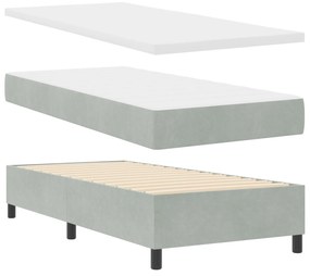 Cama Box Spring com Colchão vidaXL Cinza Claro 90x200 cm Veludo