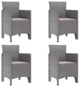 Cadeiras de Jardim com Almofadas 4 pcs Cinzento-claro