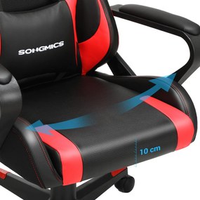 Cadeira Gaming ergonómica Estrutura de aço, regulável em altura, função de balanço preto-vermelho