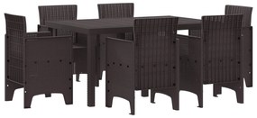 vidaXL Conjunto de Jantar para Jardim 7 pcs Castanho Rattan Polt