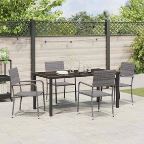 Conjunto de 5 peças para jardim em rattan sintético, na cor cinza.