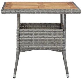 5 pcs conjunto de jantar p/ jardim vime PE/acácia maciça cinza