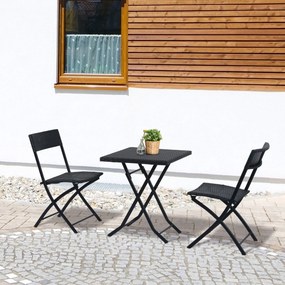Conjunto de Jardim de Vime 3 peças Dobráveis Jogo de Mesa 60x60x72cm e