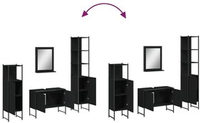 4 pcs conjunto móveis casa de banho derivados de madeira preto