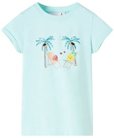 T-shirt de criança ciano-claro 128