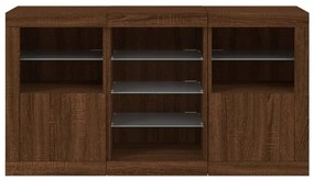 Aparador com luzes LED 123x37x67 cm carvalho castanho