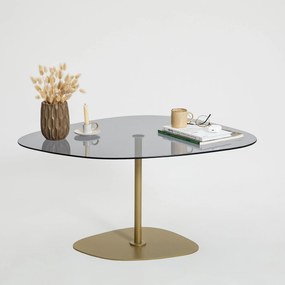 Mesa de Café Soho - Cinza Escuro e Dourado - 85cm x 40cm x 67cm