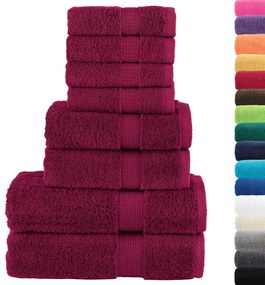 8 pcs Conjunto de toalhas premium SOLUND 600 gsm bordô