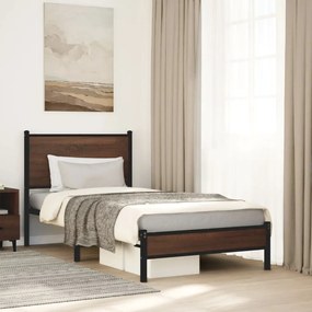 Estrutura de cama sem colchão 90x190 cm metal carvalho castanho