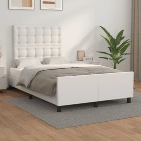 Estrutura cama c/ cabeceira 120x200 cm couro artificial branco