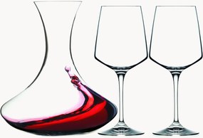 Jarro em cristal com copos de vinho Aria, conjunto de 3