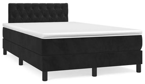 vidaXL Cama box spring c/ colchão e LED 120x190 cm couro artif. preto