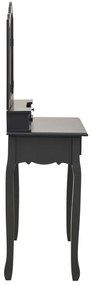 Conj. toucador com banco 80x69x141 cm madeira paulownia cinza