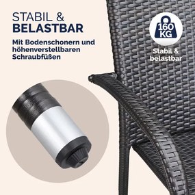 Conjunto de 4 Cadeiras jardim empilhável Comfort em Polyrattan Castanhas