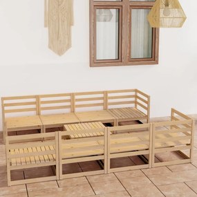 vidaXL 9 pcs conjunto lounge de jardim pinho maciço