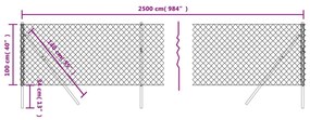 Cerca de arame 1x25 m prateado