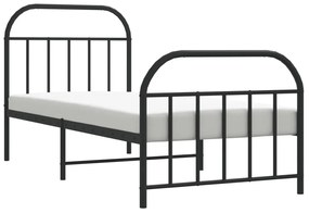 Estrutura de cama com cabeceira e pés 90x190 cm metal preto