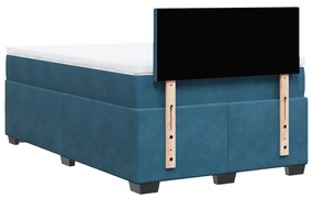 Cama boxspring com colchão 120x200 cm veludo azul-escuro