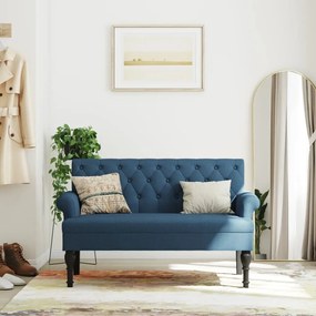 vidaXL Banco com encosto 120x62x75,5 cm tecido azul