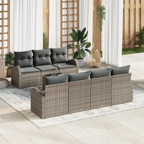 Conjunto de Sofá de 8 Peças de Jardim com Almofadas Cinza de Rattan PE