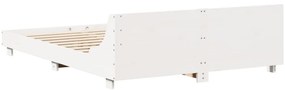 Cama sem colchão 150x200 cm madeira de pinho maciça branco