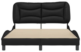 Estrutura cama c/ cabeceira 140x200 cm couro artificial preto