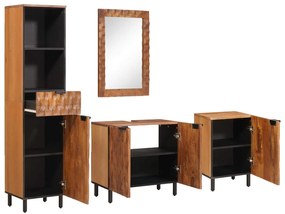 vidaXL Conjuntos de Banheiro com gaveta 4 pcs Acácia Marrom Winish