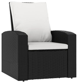Cadeira de jardim reclinável com almofadões vime PE preto