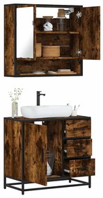 vidaXL 2 pcs conj. móveis casa de banho derivados madeira cor fumado