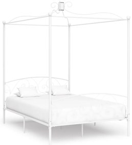Estrutura de cama com dossel metal 140x200 cm branco