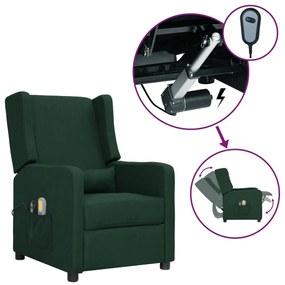 vidaXL Poltrona de massagens elétrica tecido verde-escuro