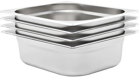 vidaXL Recipientes gastronorm 4 pcs GN 1/2 100 mm aço inoxidável
