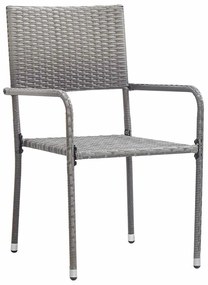 Conjunto de Jantar para Jardim - 3 Peças em Cinza Poly Rattan.