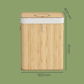 Caixote lixo para recolha de garrafas retornáveis, 120 L 50,5 x 40,5 x 61 cm bambu