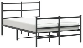 Estrutura de cama com cabeceira e pés 120x200 cm metal preto