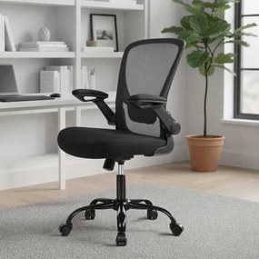 Cadeira de escritório, design ergonómico, giratória 64 x 64 x (99-107) cm preta