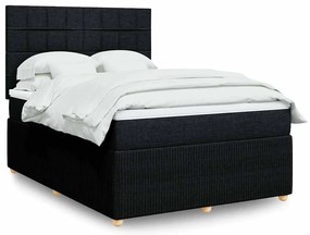 vidaXL Cama com molas/colchão 140x200 cm tecido preto