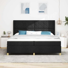 vidaXL Cama Box com colchão com cabeceira Preto 200 x 200 cm tecido