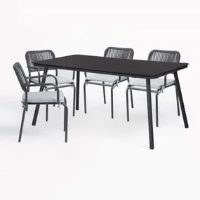 Conjunto De Mesa De Jantar E 4 Cadeiras Arhiza Cinzento Escuro - Sklum