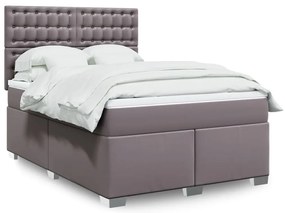 vidaXL Cama com molas/colchão 140x190 cm couro artificial cinzento
