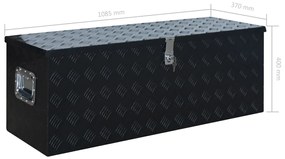 Caixa de alumínio 1085x370x400 mm preto