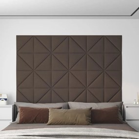 vidaXL Painel de parede 12pcs 30x30cm tecido 0,54 m² cinza-acastanhado