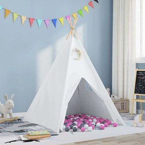 vidaXL Tenda Teepee Branco, cinza, rosa Largo Lona de Algodão