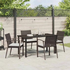 Conjunto de Jantar de Jardim de 5 Peças com Almofadas em Rattan Sintét