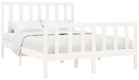 Cama sem colchão 140x200 cm madeira de pinho maciça branco