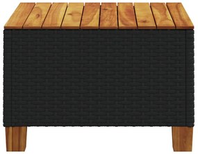 Mesa de jardim 55x55x36 cm vime PE e madeira de acácia preto