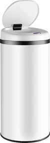 Caixote do lixo em aço inoxidável com sensor e até 40 L, Ø30 x 69 cm Branco